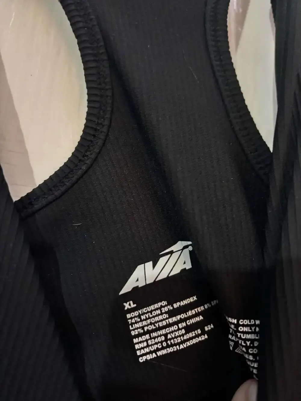 Avia Black Ribbed Sports Bra XL